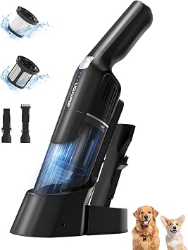 Aspiron Cordless Handheld Vacuum, 24KPA Powerful Car Vacuum, 2-Speed, 2 Charging Methods, Wireless Charger, Ergonomic Ha