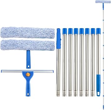10Ft Window Squeegee with Long Handle, Window Washer for High Windows Glass