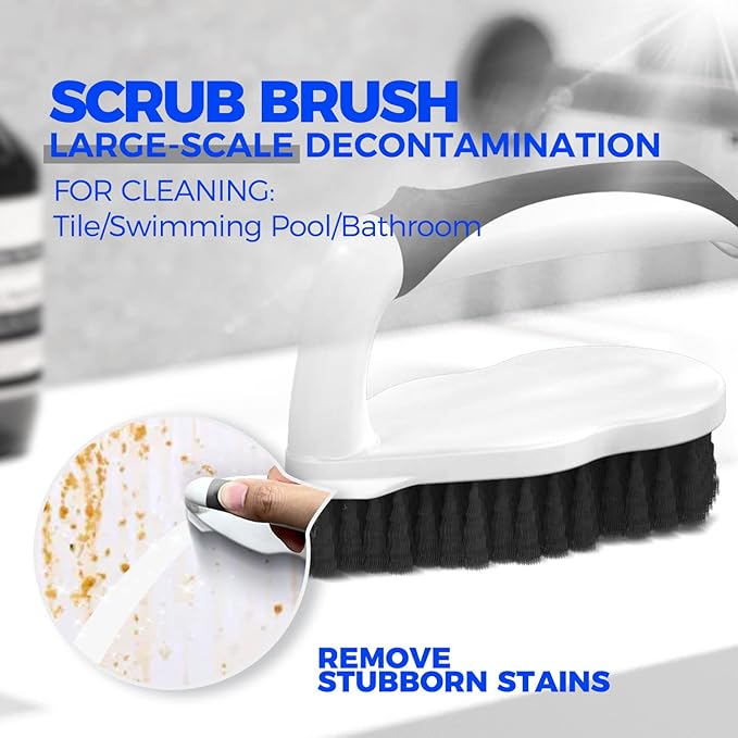 Holikme Deep Cleaning Brush Set, Scrub Pads with Scraper Tip for Pool Walls, Bathroom, Grout, Floor, Bike, Tub, Shower and Kitchen Surface, Abrasive Wheel Brushes (Black)