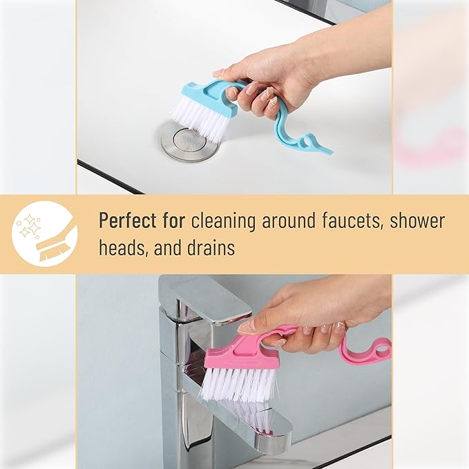 Slick- Window Track Cleaning Brush, 2 Pack, Orange/Green Ergonomic Handle, Built-in Scraper, Multipurpose, Window Track Cleaning Tools