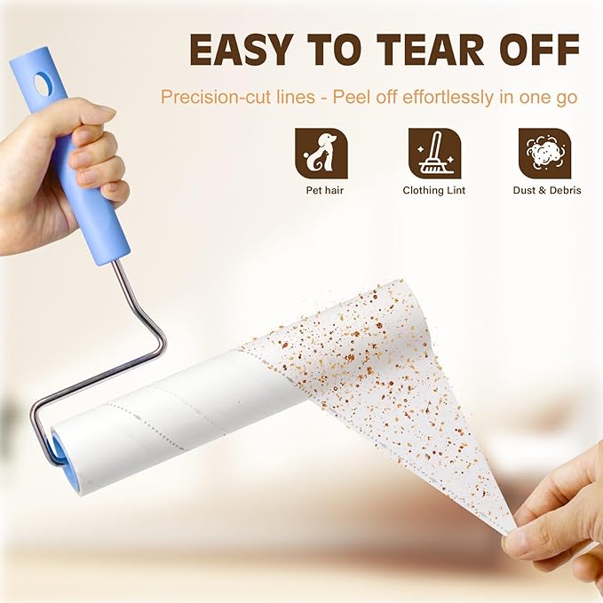 BEAH Lint Roller Refills (5 Packs, 450 Sheets) Lint Rollers for Pet Hair, Extra Sticky Refills, Compatible with 9.45-inch lint Rollers requiring a 1.5-inch Inner Diameter