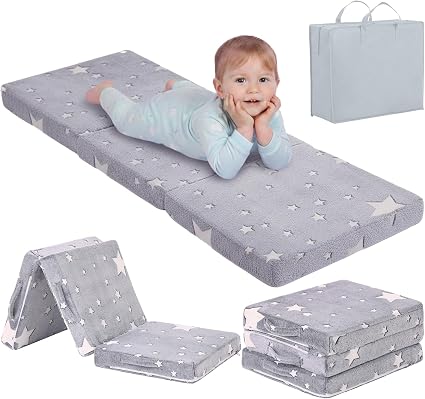 Tiita Foldable Floor Mattress for Kids-Glow in The Dark Toddler Nap Mat with Storage Bag, Portable Toddler Floor Futon f