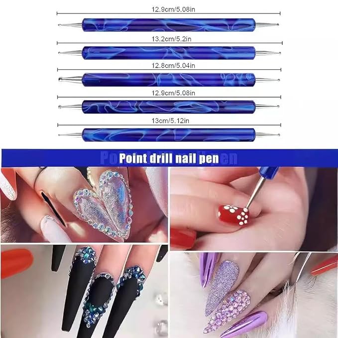 19Pcs Navy Blue Nail Art Brush Set, Nail Brushes Kit with Acrylic Nail Brush, Gel Polish Brushes, Dotting Tools, Nail Dust Brush, Manicure Tool for Acrylic Powder Application, Sculpting & Cleaning