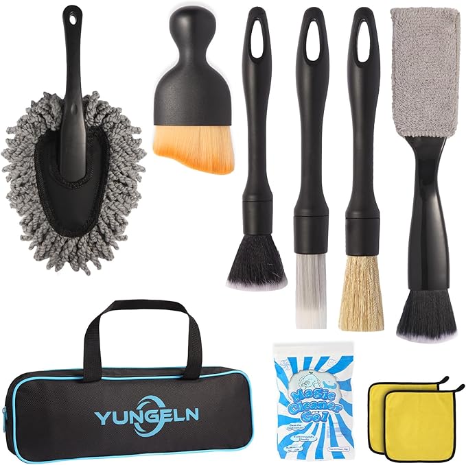 Car Detailing Brush Kit with Detail Brushes,Car Interior Detailing Brushe,Car Dust Brush,Cleaning Gel,Car Interior Cleaning Tool for Truck SUV Car Accessories