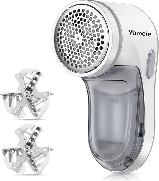 Fabric Shaver Rechargeable, Electric Lint Remover for Clothes & Furniture, Sweater Shaver & Pilling Remover, Depiller with 2 Extra Blades Included, Lint Shaver for Clothing - USB Charge, Gray