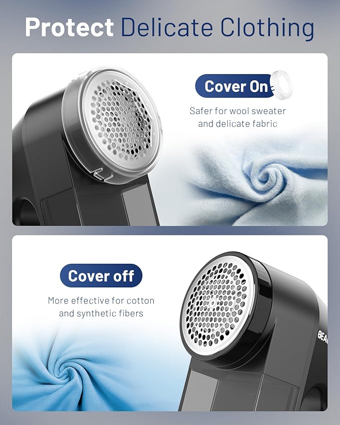 BEAUTURAL Fabric Shaver, Rechargeable Lint Remover, Electric Portable Sweater Defuzzer with 3 Speeds, 6 Leaf Blades, Digital LED Display, Remove Pilling for Clothes, Furniture, Sweater, Couch, Blanket