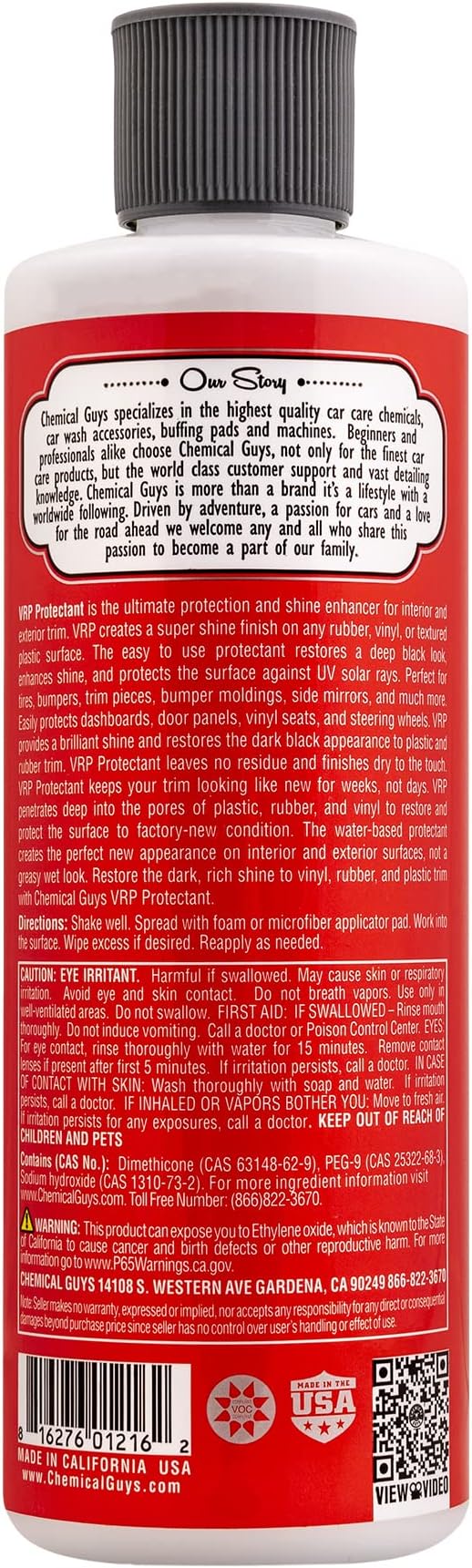 Chemical Guys TVD_107_16 VRP Vinyl, Rubber and Plastic Non-Greasy Dry-to-the-Touch Long Lasting Super Shine Dressing for Tires, Trim and More, Safe for Cars, Trucks, SUVs, RVs & More, 16 fl oz