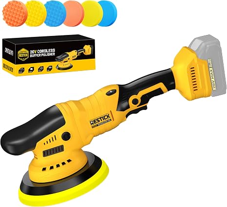 Brushless Cordless Buffer Polisher Compatible with Dewalt 20V Battery(Tool Only) - 15mm Dual Action | 10000RPM High Powe
