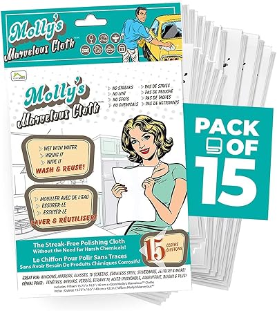 Molly's Marvelous Cloth, Streak-Free, Lint-Free Microfiber Cleaning Cloth, Polishing Cloth for Glass, Stainless Steel, U