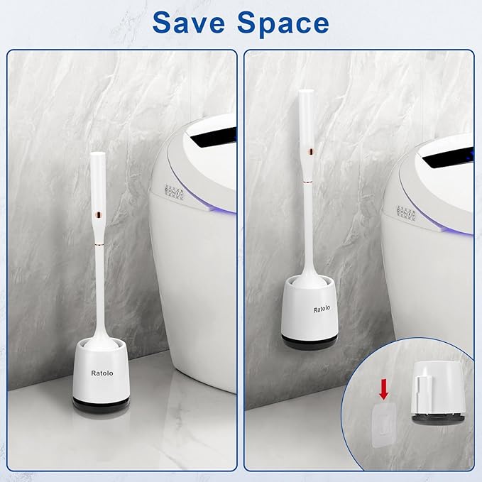 Electric Toilet Brush,Silicone Toilet Brush,Toilet Bowl Brush and Holder Set with Ventilated Holder,Toilet Brush, Floor Standing, Wall Mounted Without Drilling，Rechargeable