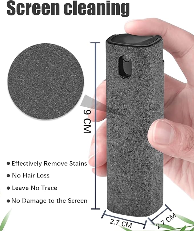 Car Screen Cleaner Touch Screen Cleaner Spray and Wipe Screen Cleaner for Car Display,iPad,MacBook and More,Laptop Computer Screen Cleaner,Travel Cleaning Kit (2 Units)