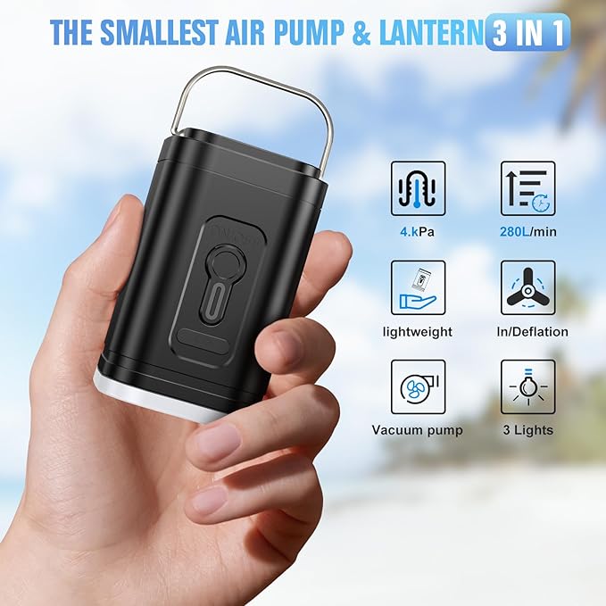 Mini Electric Air Pump for Inflatables, Ultra-Compact & Portable, Brushless Motor – Rapid Inflate & Deflate for Pool Floats, Air Mattresses, Swimming Rings, and Vacuum Storage Bags