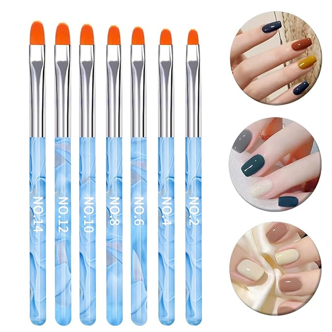 19Pcs Blue Nail Art Brush Set, Nail Brushes Kit with Acrylic Nail Brush, Gel Polish Brushes, Dotting Tools, Nail Dust Brush, Manicure Tool for Acrylic Powder Application, Sculpting & Cleaning
