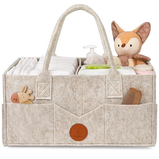 Maliton Felt Diaper Caddy Organizer for Changing Table - Large, Khaki