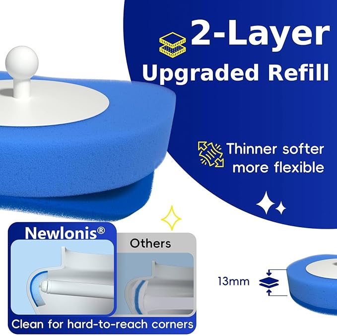 Newlonis® Disposable Toilet Brush Refills, 48 Pcs Cleaning Scrubbers, Not Compatible with Other Brands