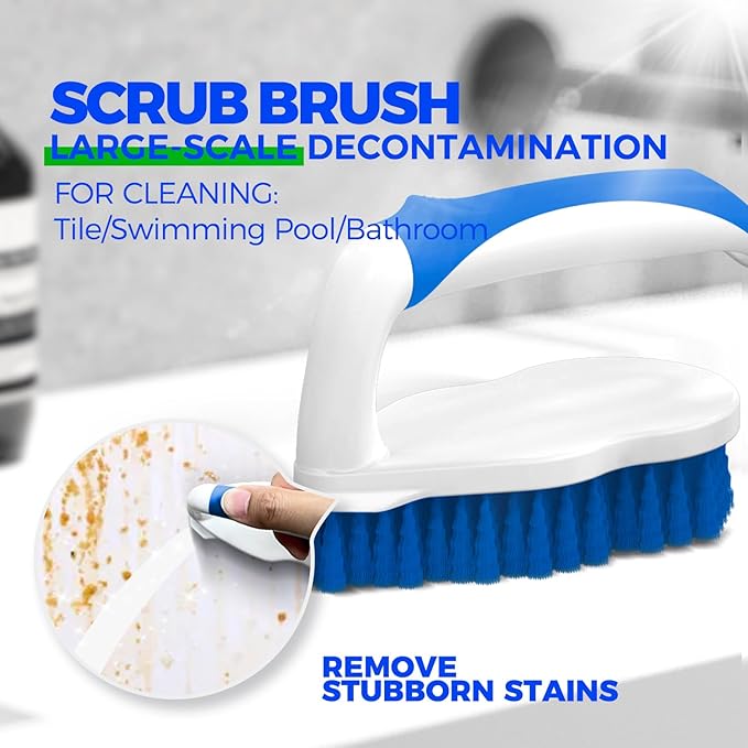 Holikme 7 Pack Deep Cleaning Brush Set, Scrub Brush, Grout Brush, Pool Brush, Scrub Pads with Scraper Tip Scouring Pads, for Pool Walls, Bathroom, Floor, Bike, Tub, Shower and Kitchen Surface (Blue)