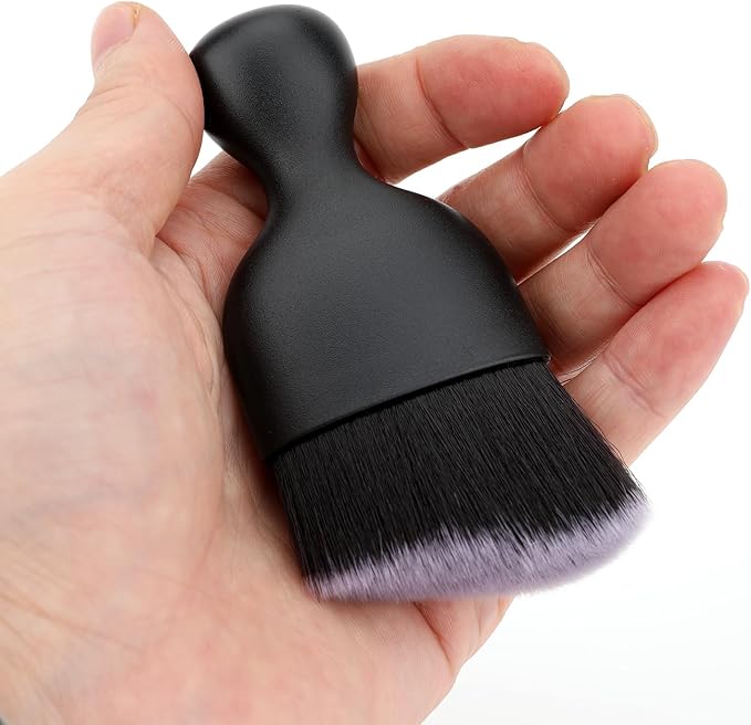 Car Detailing Brush, Soft Bristle Cleaning Brush, Scratch-Free Auto Duster Tool for Dashboard, Air Vents, Leather & Interior Cleaning (Black&White with Cap)