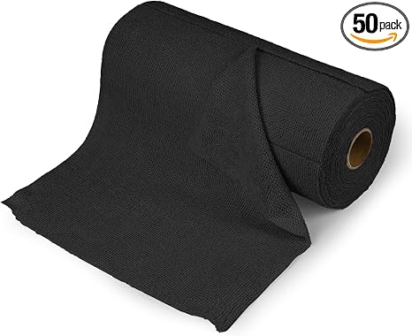 wuyaoyao 50PCS Microfiber Cleaning Cloth Roll, 10"×10" Wash Cloths, Black