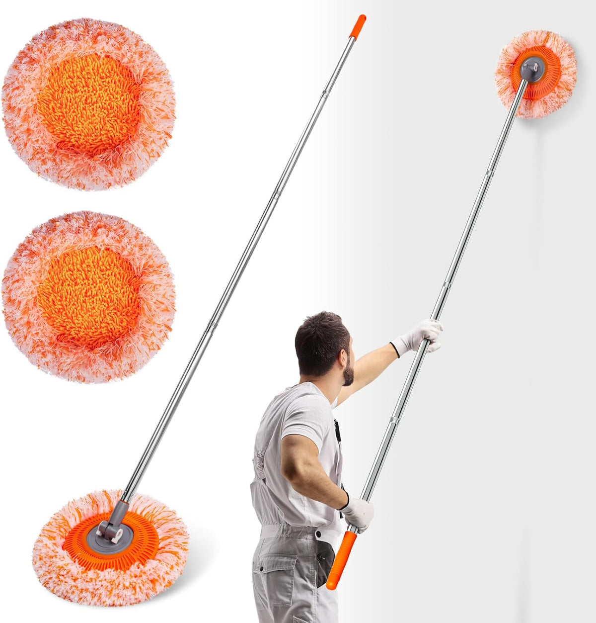 Wall Mop - 68" Wall Cleaner, Baseboard Cleaner, Professional-Grade Cleaning Tool with Handle, Dust Mop, Ceiling Fan Duster