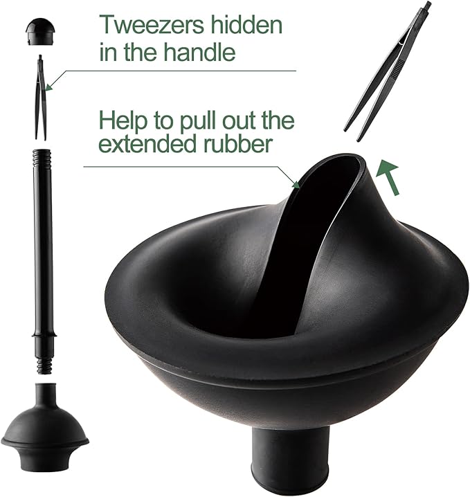 Eyliden Toilet Plunger and Brush Set | 2-in-1 Bathroom Cleaning Tools with Holder | Unclogs Toilets, Deep Cleans Bowls | Compact Caddy Stand | Nylon Bristles, Durable Plastic, Black