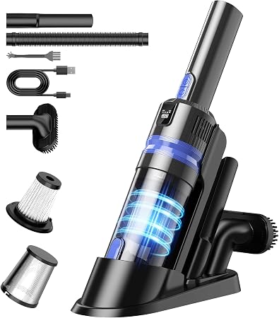 Handheld Vacuum Cordless Portable 3‑in‑1 Rechargeable Vacuum Cleaner with Charging Dock, Lighweight, 2‑Speed Modes, Type-C Charging for Car, Home, Office, Pet - Cleanova