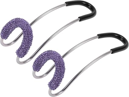 2 Pcs for Purses and Bags, Umbrella Etc Car Seat Headrest Hook Sturdy Car Seat Back Organizer Hooks Purple Rhinestones 4