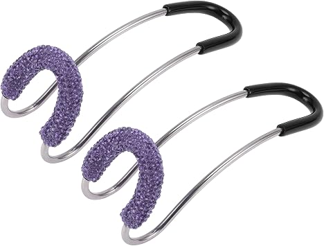 2 Pcs for Purses and Bags, Umbrella Etc Car Seat Headrest Hook Sturdy Car Seat Back Organizer Hooks Purple Rhinestones 4