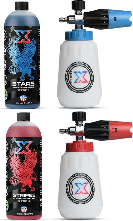Chem-X Stars and Stripes: Ultimate Touch Free Vehicle Wash Chrome Cannon Kit (32oz)