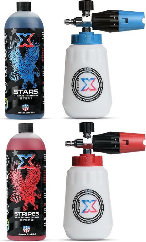 Chem-X Stars and Stripes: Ultimate Touch Free Vehicle Wash Chrome Cannon Kit (32oz)