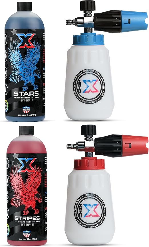 Chem-X Stars and Stripes: Ultimate Touch Free Vehicle Wash Chrome Cannon Kit (32oz)
