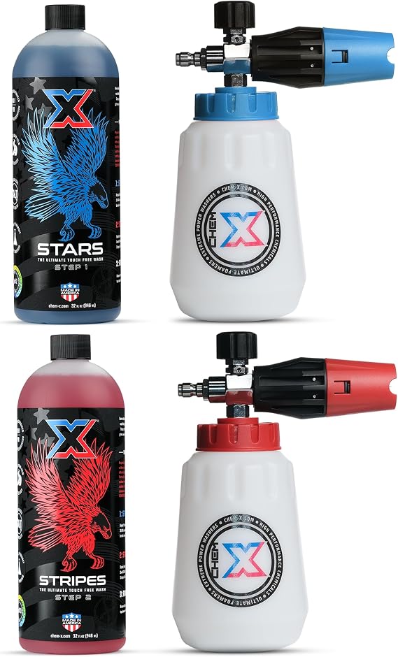Chem-X Stars and Stripes: Ultimate Touch Free Vehicle Wash Chrome Cannon Kit (32oz)