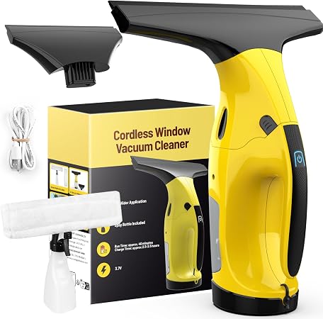 Kiato Window Vacuum Squeegee Cordless, Electric Window Vacuum Cleaner with 2 X Squeegee (11”+ 6.7”), Rechargeable Window