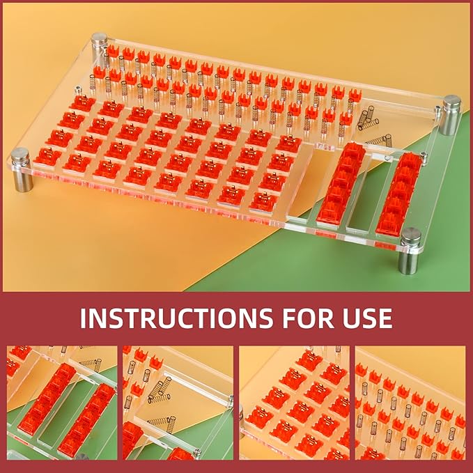 RUNJRX 32 Switch Station, Acrylic Lube Kit for Custom Gaming Keyboard (10Pcs)
