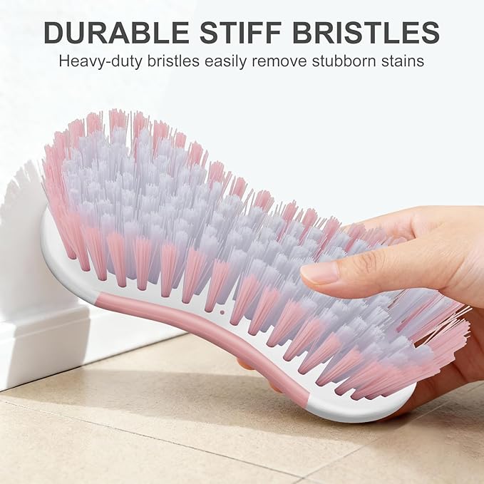 SetSail Multi-Purpose Scrub Brush of 2 Pack, Stiff Bristles Cleaning Brush with Non-Slip Grip Heavy Duty Scrub Brushes for Cleaning Bathroom Kitchen Tile Bathtub Sink, Pink