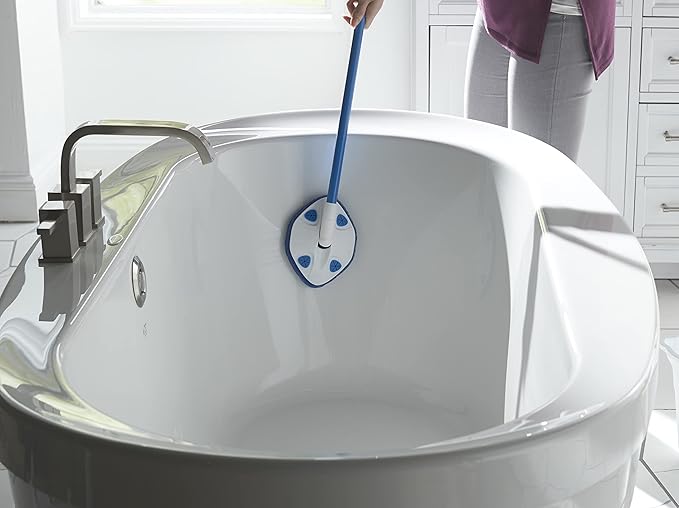 CLOROX Extendable Tub and Tile Scrubber (Pack of 2) with Extra Pad - Plastic Head, Blue, Tile Surface