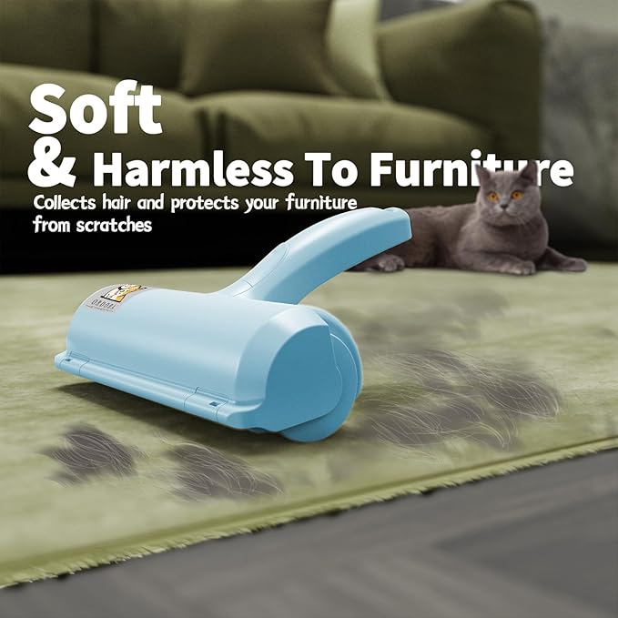ORDORA Pet Hair Removal Tool: Reusable Lint Roller for Pet Hair - Portable Pet Hair Remover - Dog and Cat Hair Remover for Couch, Bedding, Car, Rugs & Furniture, for Multi-Pet Homes (Blue)