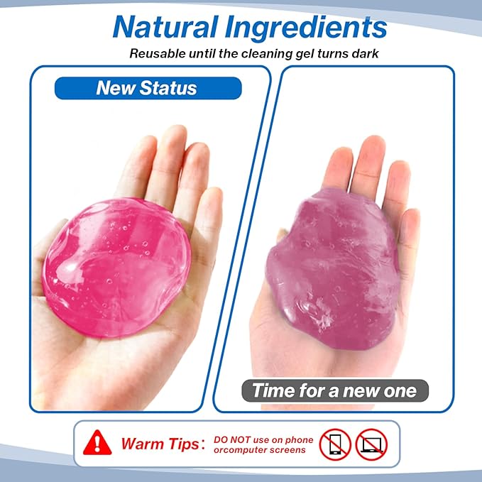 Car Cleaning Gel, Reusable Dust Remover for Air Vents, Dashboard, Console, Universal Fit Automotive Detailing Tool, Pink