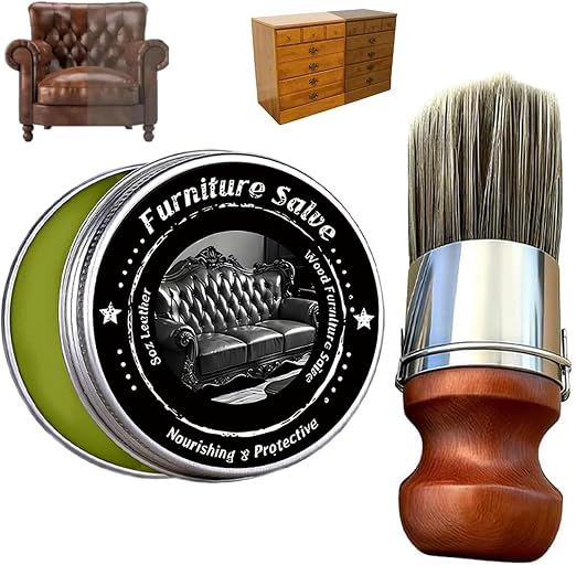 Leather & Furniture Repair Salve with Brush, Original Leathers Recoloring Balm Wood Cleaner, Wood Polish Wax, Household 