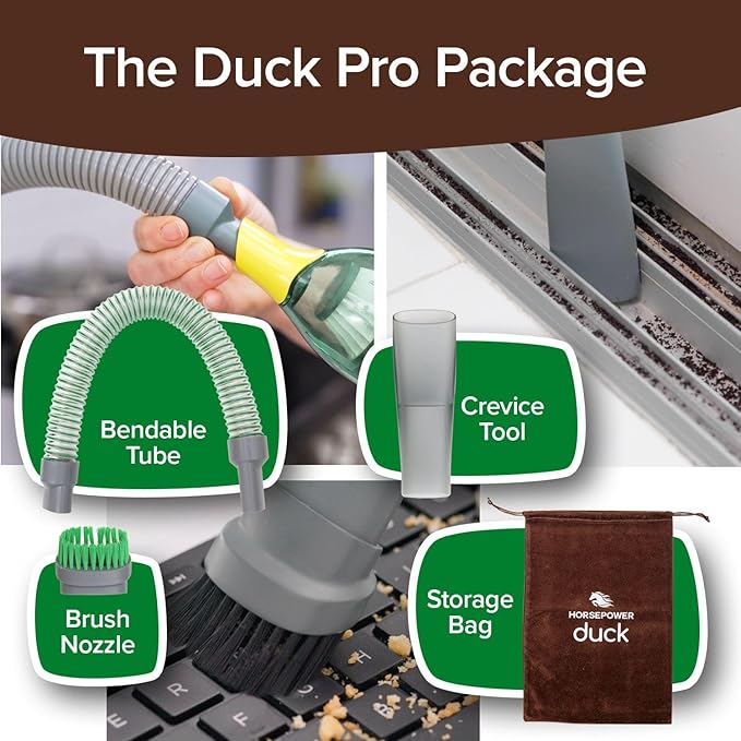 Horsepower Duck Compact Cordless Vacuum, Ultra-Powerful Upgraded Battery for Extra-Long Run Time, AS SEEN ON TV, Strong Suction, Easy to Store, Portable & Rechargeable. Home & Auto (Duck Gold)