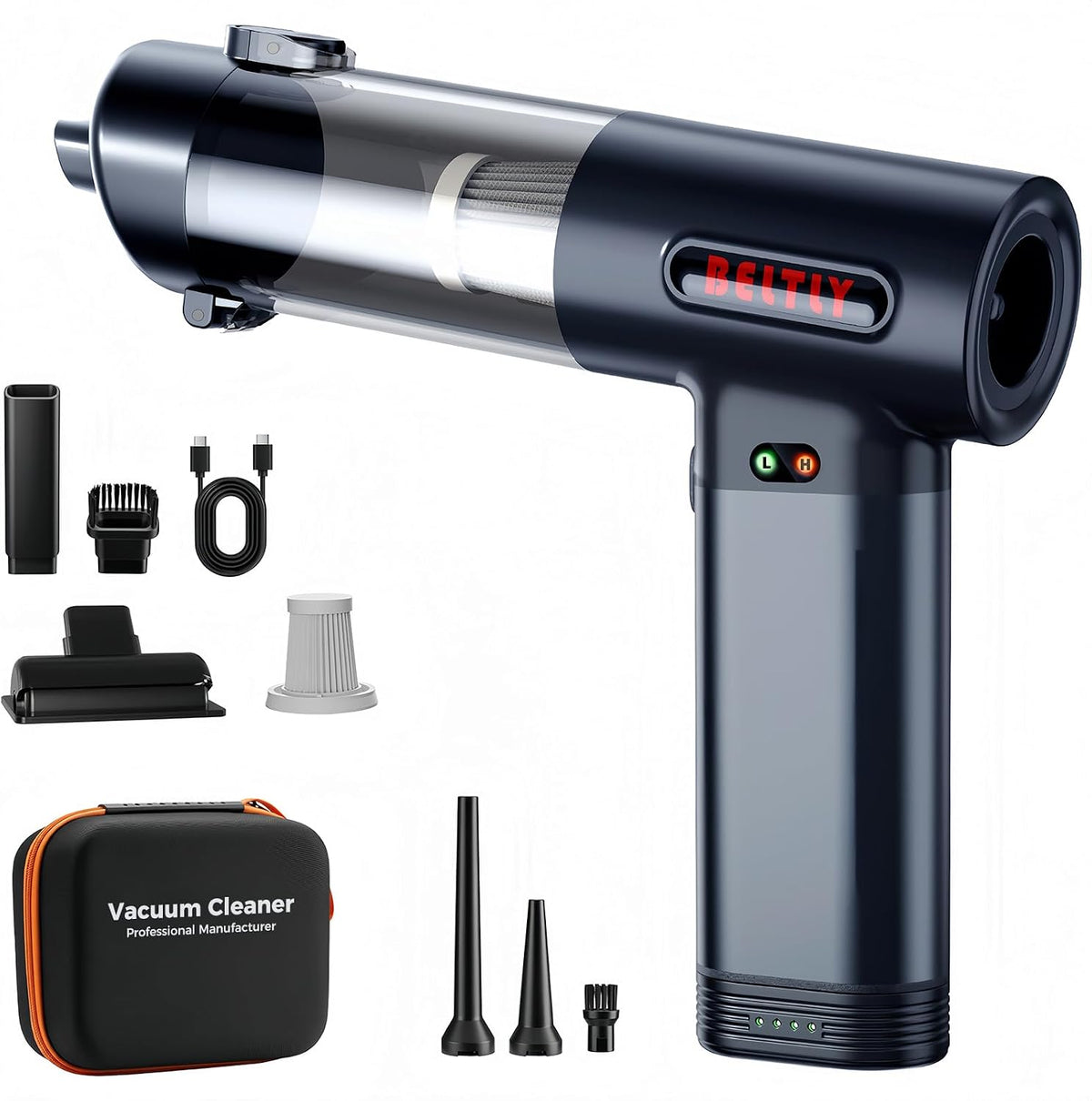 FT55 Portable Car Vacuum with Removable Battery 19kPa Suction Power