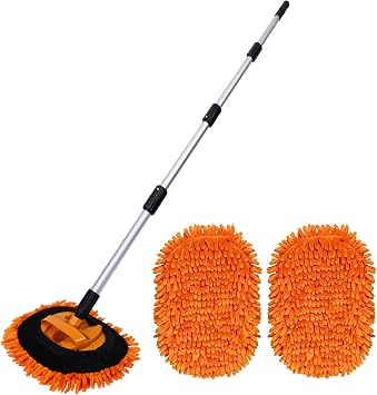 Suds Lab EM Extendable Car Wash Mitt with 170° Telescopic Handle, 58" Mop