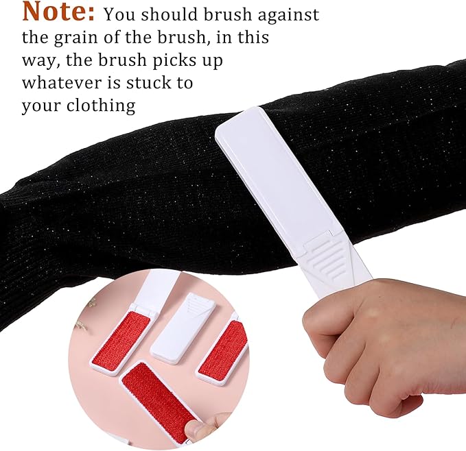 Foldable Lint Brush for Clothes, 4 Pcs Portable Travel Size Lint Brushes for Pet Hair Reusable Mini Lint Remover Brush for Furniture Couch Sofa Pet Hair Fabric Fluff Dust Removal (White)