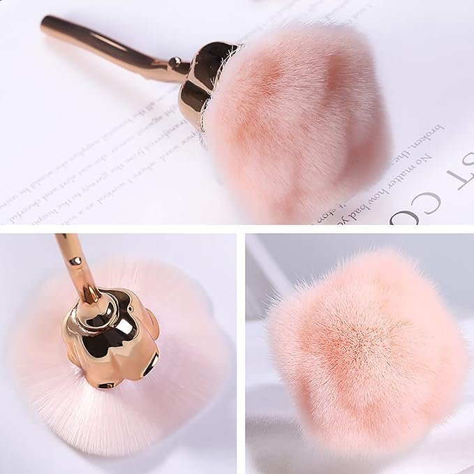 1Pc Nail Dust Brush for Acrylic Nails Acrylic Nail Brush Cleaner Nail Brushes for Cleaning Dust Large Powder Brush Makeup Blush Brush Manicure Remover Brush Nail Art Tools (Gold-2)