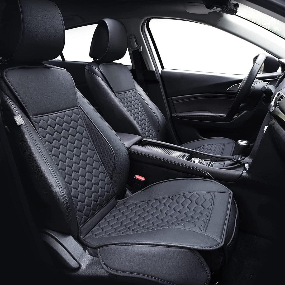 Leather Car Seat Covers Front 2PC Waterproof Universal Fit Black