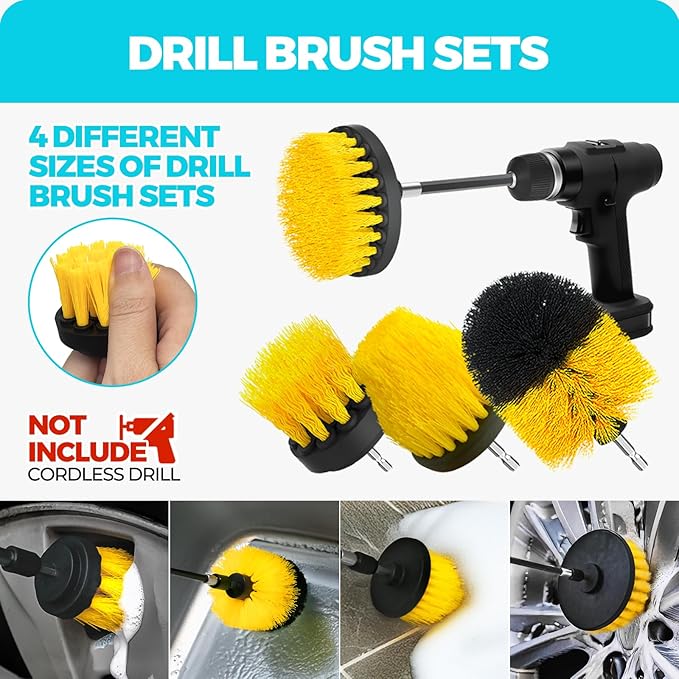 ALFLOD 30Pcs Car Detailing Kit, Car Wash Cleaning Kit, Auto Detailing Drill Brush Set, Car Cleaning Gel, Car Cleaning Supplies for Interior, Exterior, Wheels, Windows