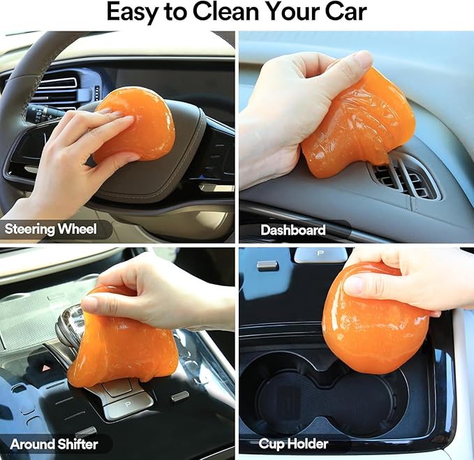 PULIDIKI Car Cleaning Gel for Car Cleaning Putty Car Putty Auto Detailing Tools Car Slime Cleaner Dust Cleaning Gel for Car Interior Cleaner Car Accessories Keyboard Cleaner Orange, 4 Pack (160g Each)