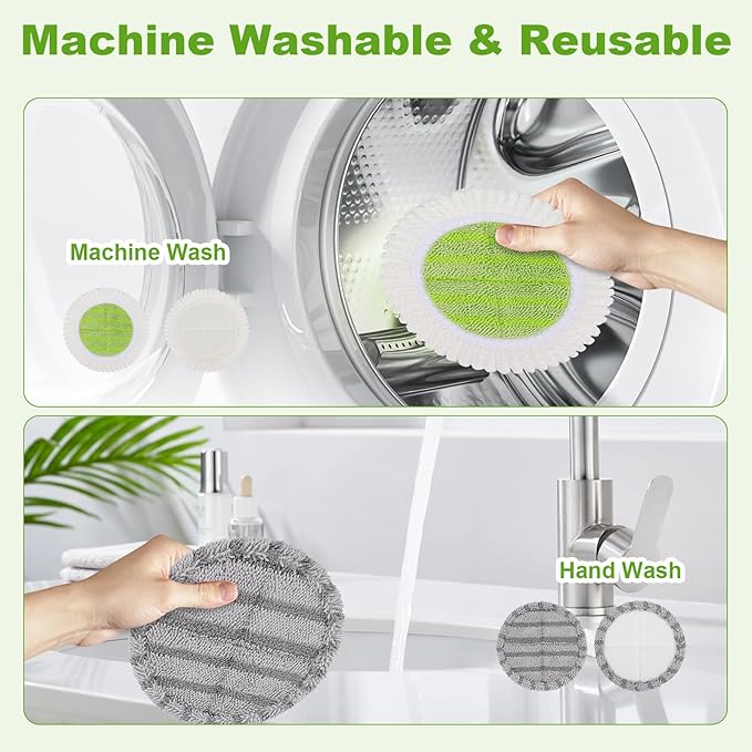 6.3 inch Electric Mop Pads Replacement for Vmai Alfabot Qimedo Idoo Eous Bi-ssell Electric Spin Mop: Round Spinwave Spin Wave Mop Pad, Microfiber Soft Scrubber Mop Pads for Floor Cleaning (4 Pack)