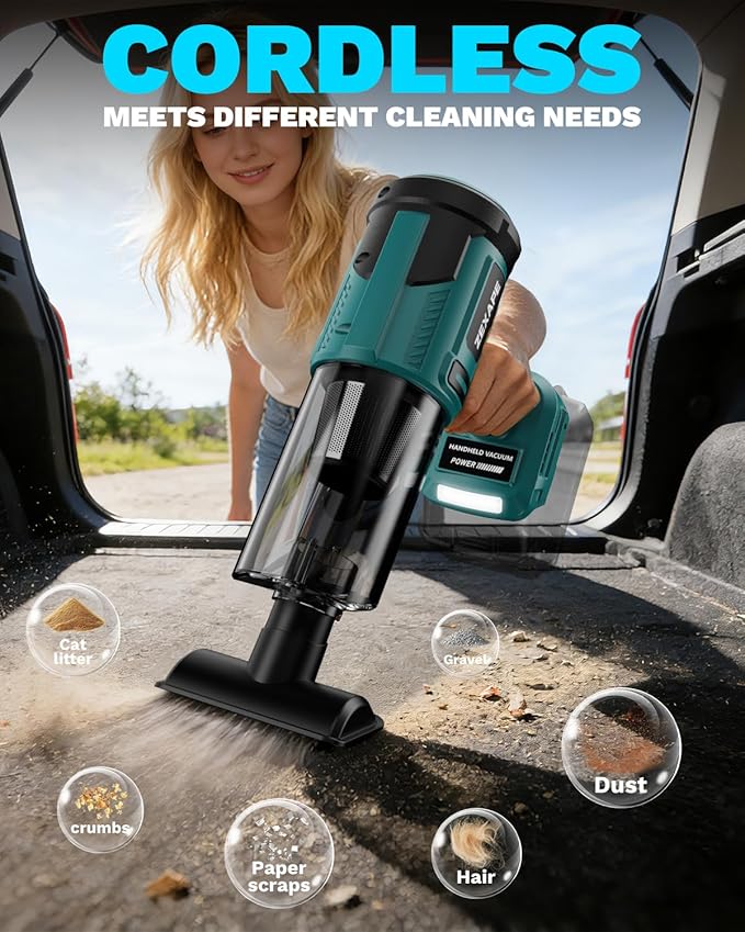 Cordless Vacuum Cleaner for Makita Battery, 5 in 1 Lightweight Electric Handheld Vacuum with 3 x HEPA Filter, 20KPA Powerful Suction, 200W Brushless Motor for Carpet,Sofa,Car (Battery Not Included)