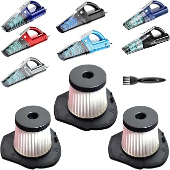 3pack Hepa Filters Replacement Compatible with Drecell VC008C Car Vacuum, Washable Filters Works on SAKOLD Handheld Vacu