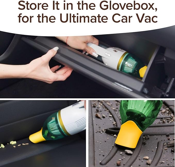 Horsepower Duck Compact Cordless Vacuum, Ultra-Powerful Upgraded Battery for Extra-Long Run Time, AS SEEN ON TV, Strong Suction, Easy to Store, Portable & Rechargeable. Home & Auto (Duck Gold)